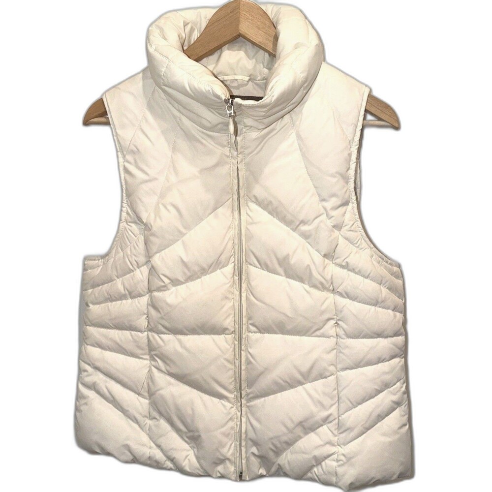Kenneth Cole Reaction Down Puffer Full Zip Vest Womens XL Cream Ivory Natural